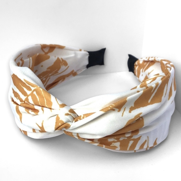 TWO Left! The Cutest Yellow and White Tropical Print Top Knot Headband - Picture 5 of 6
